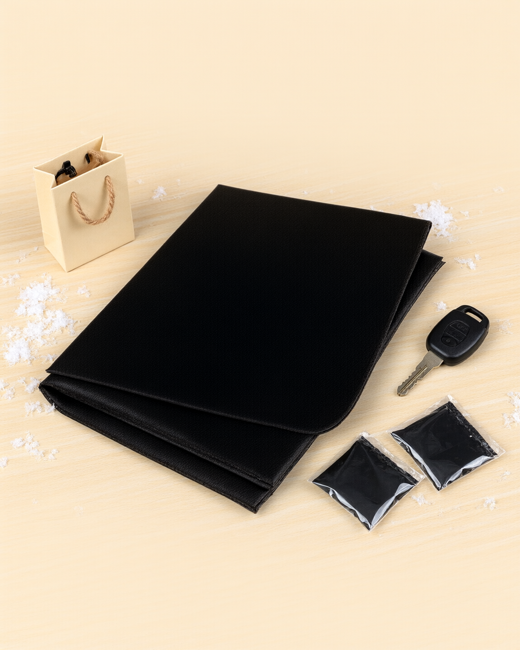 FrostPeel fp6 cta flat lay — magnetic windshield frost cover