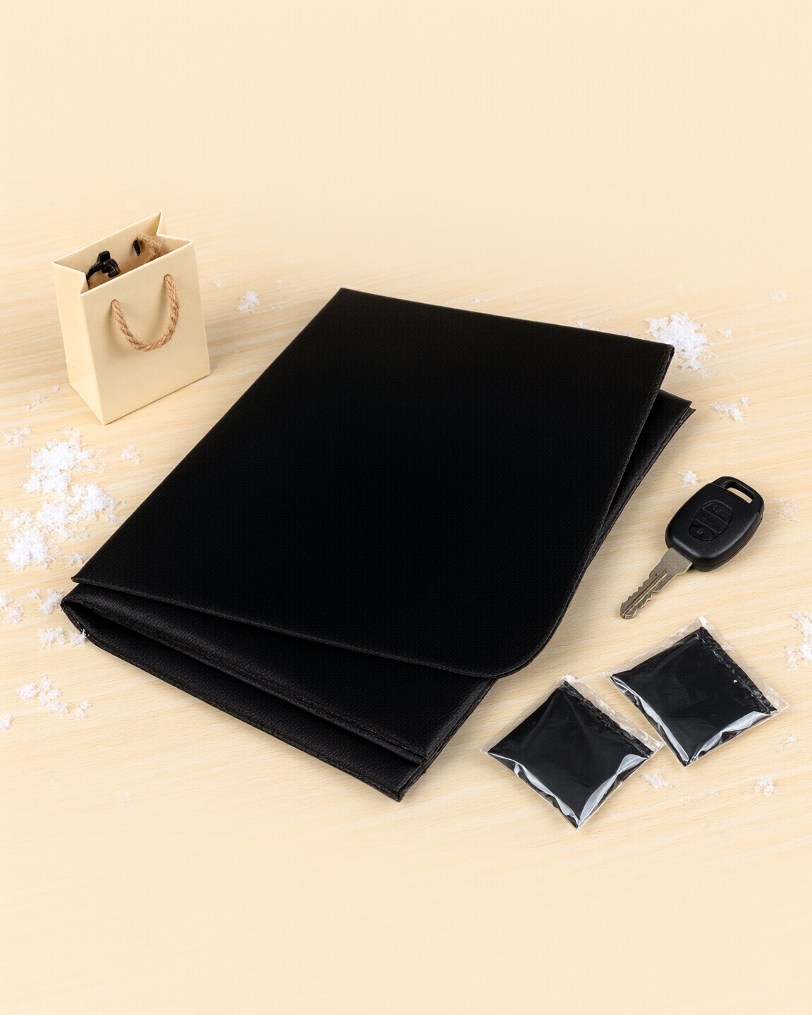 FrostPeel fp6 cta flat lay — magnetic windshield frost cover