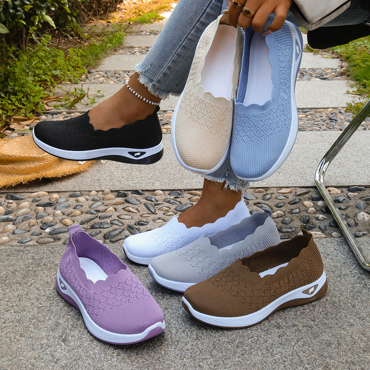 Breathable Knit Slip-On Sneakers — Ultra Light