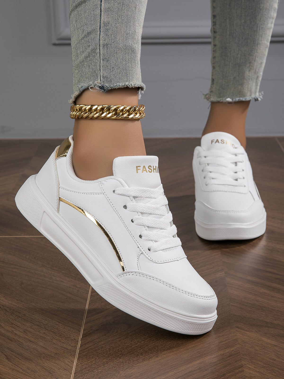 Chunky Platform Sneakers — Women's Casual Leather