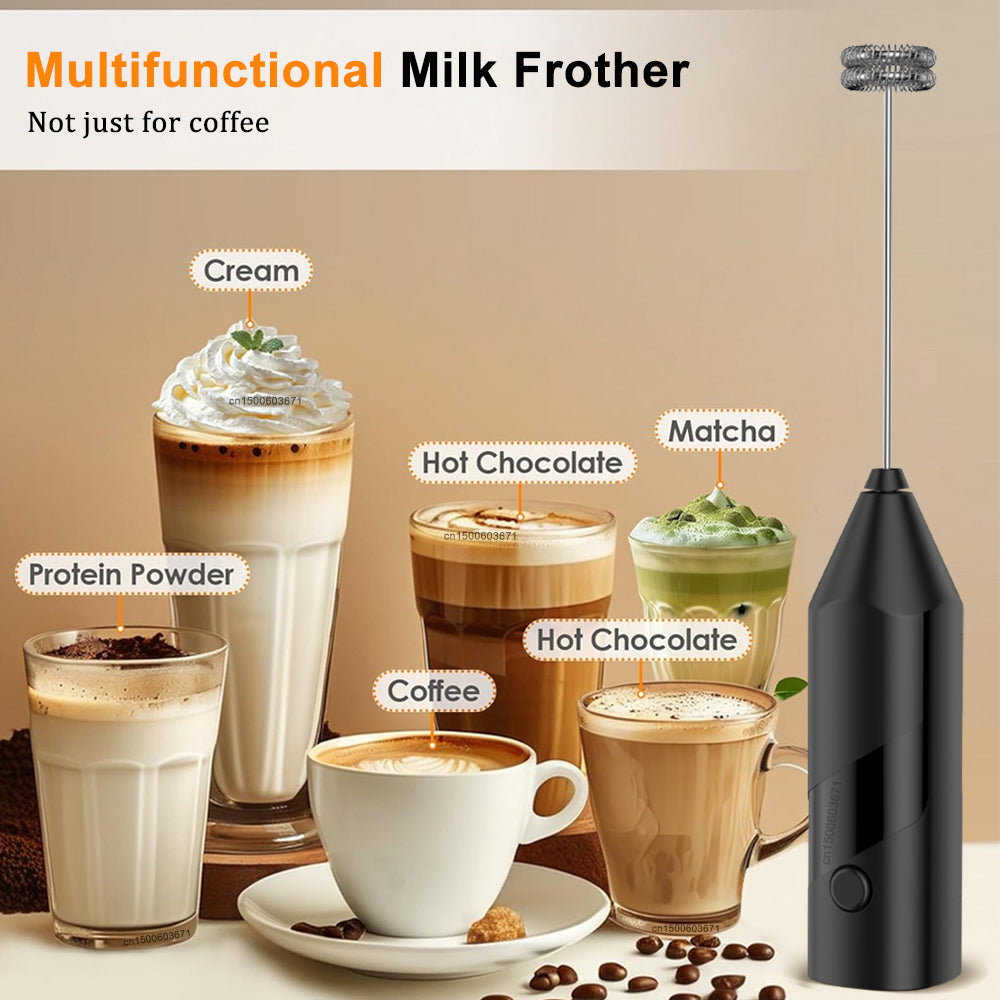 Handheld Milk Frother — USB Rechargeable, 3 Speeds
