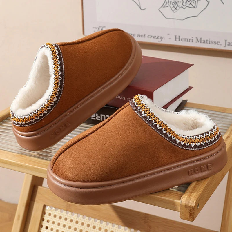 Fluffy Platform Slippers — Winter Plush, Women's