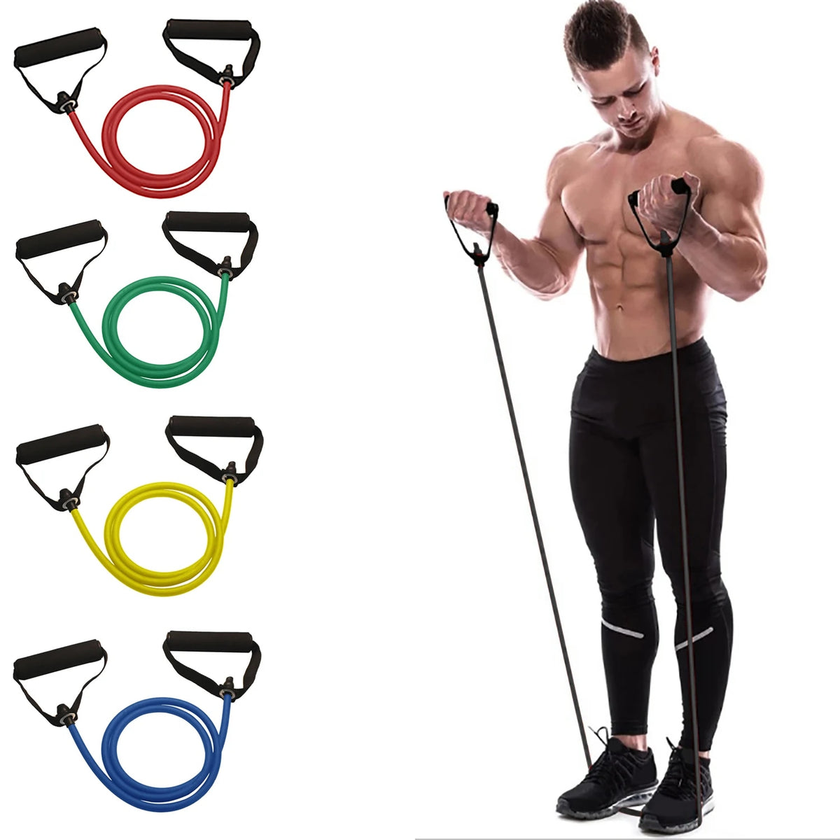 Resistance Bands Set with Handles — 5-Level Home Workout