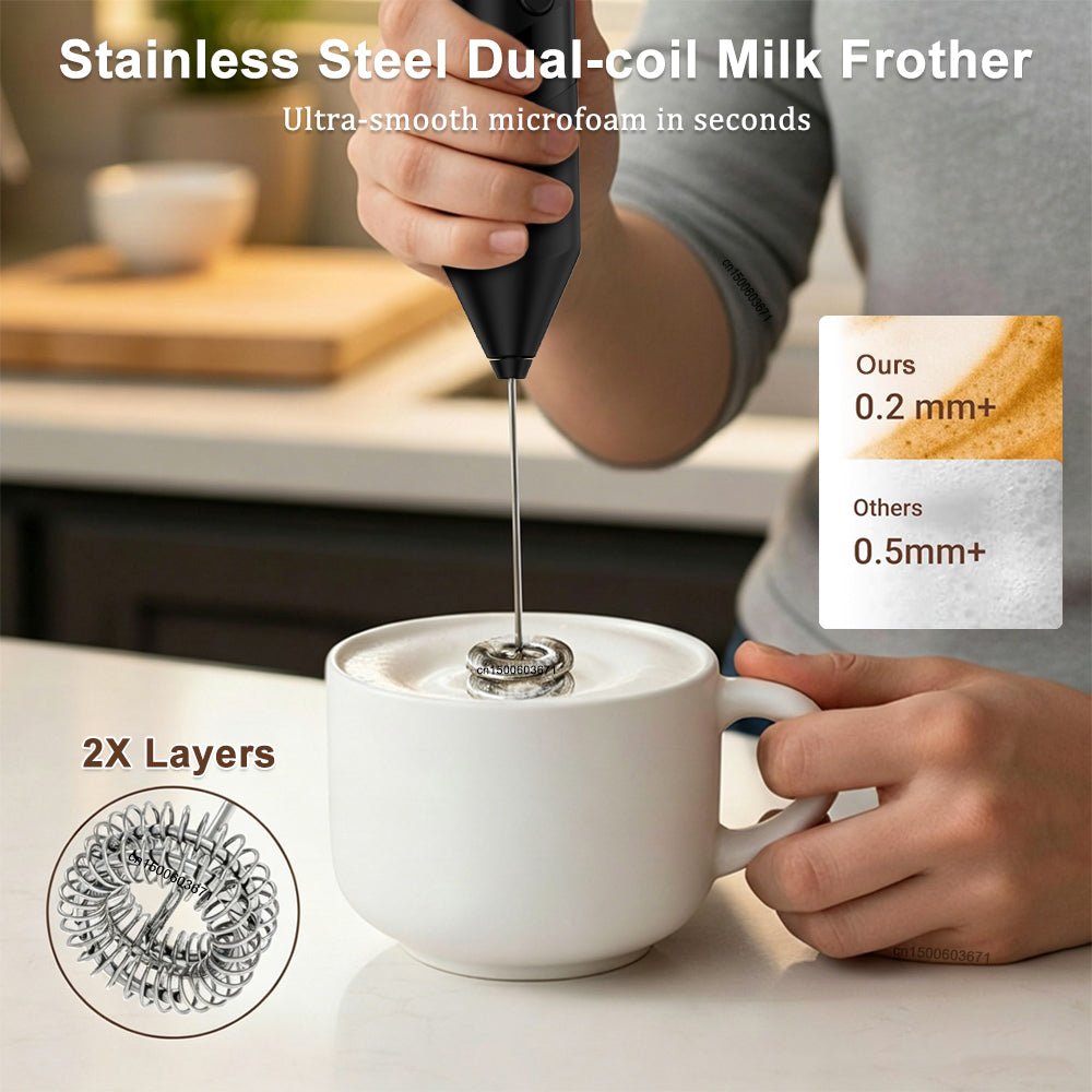 Handheld Milk Frother — USB Rechargeable, 3 Speeds