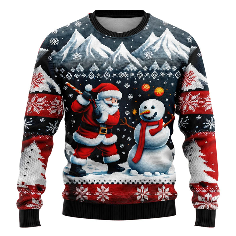 3D Snowman & Santa Christmas Sweatshirt
