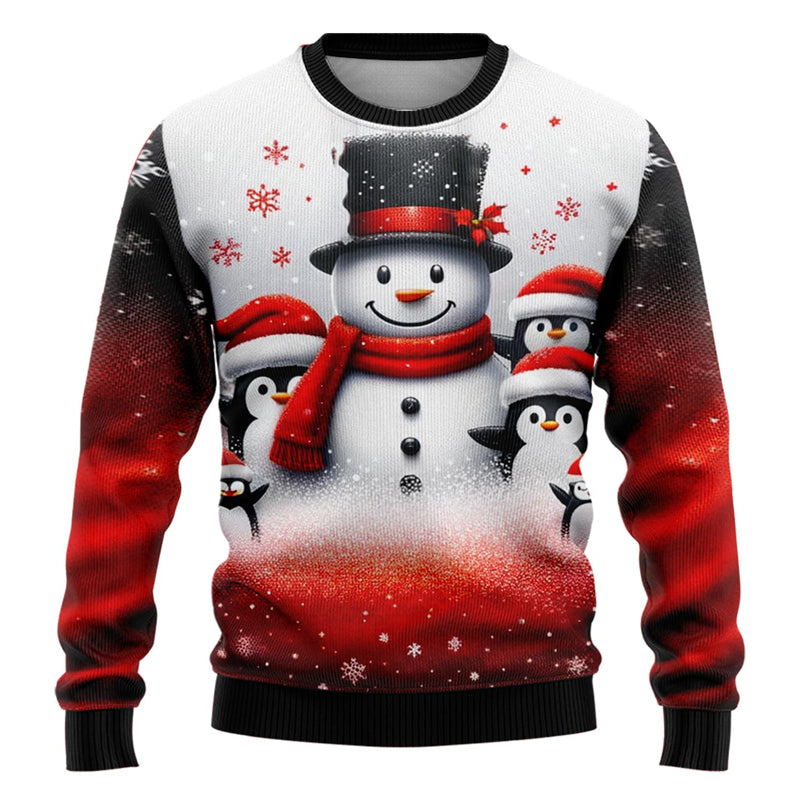 3D Snowman & Santa Christmas Sweatshirt