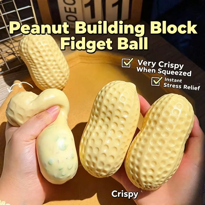 ASMR Peanut Squishy — Crunchy Soft Squeeze Sensory Toy
