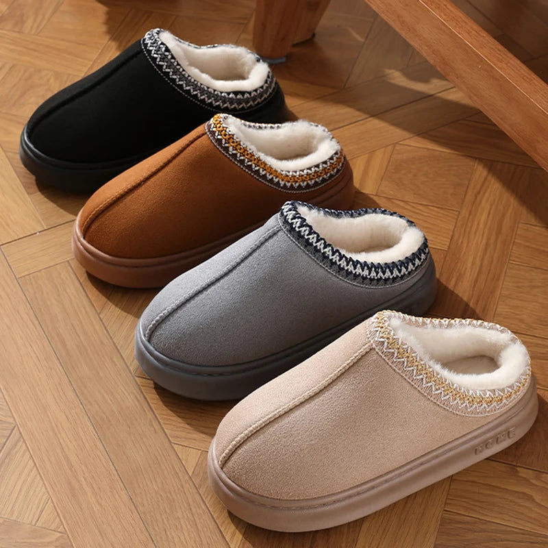 Fluffy Platform Slippers — Winter Plush, Women's