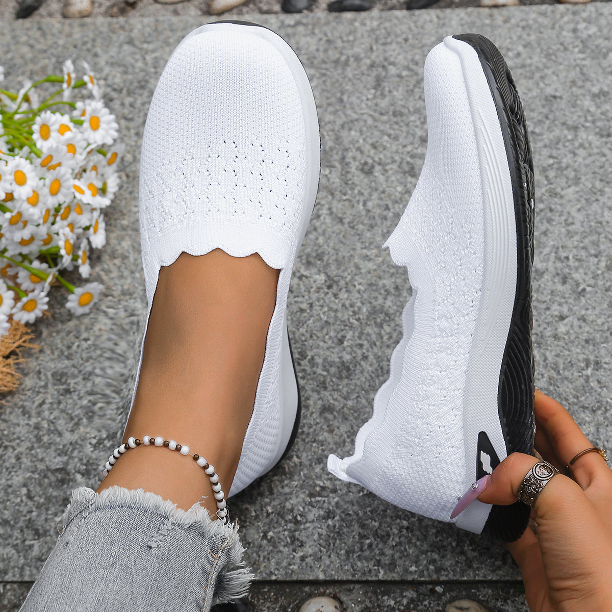 Breathable Knit Slip-On Sneakers — Ultra Light