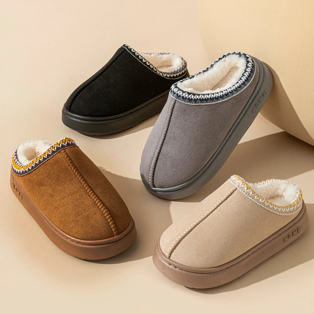 Fluffy Platform Slippers — Winter Plush, Women's