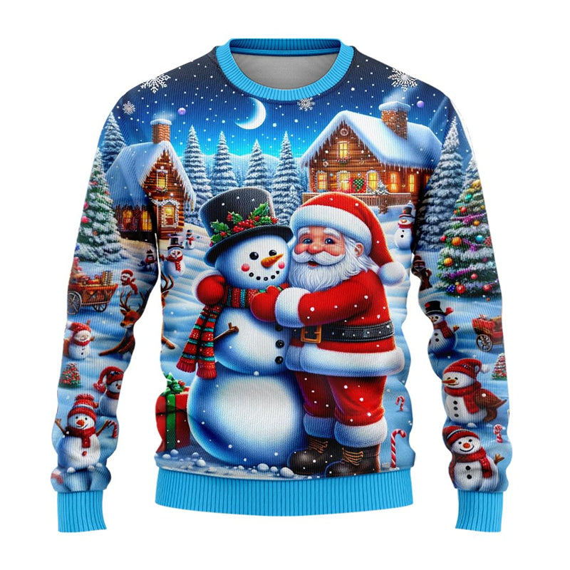 3D Snowman & Santa Christmas Sweatshirt