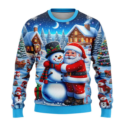 3D Snowman & Santa Christmas Sweatshirt