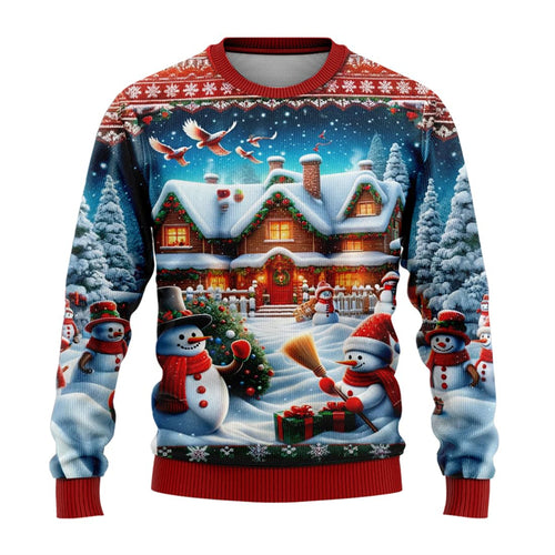 3D Snowman & Santa Christmas Sweatshirt