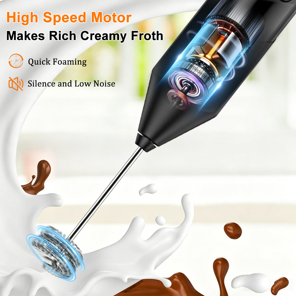 Handheld Milk Frother — USB Rechargeable, 3 Speeds