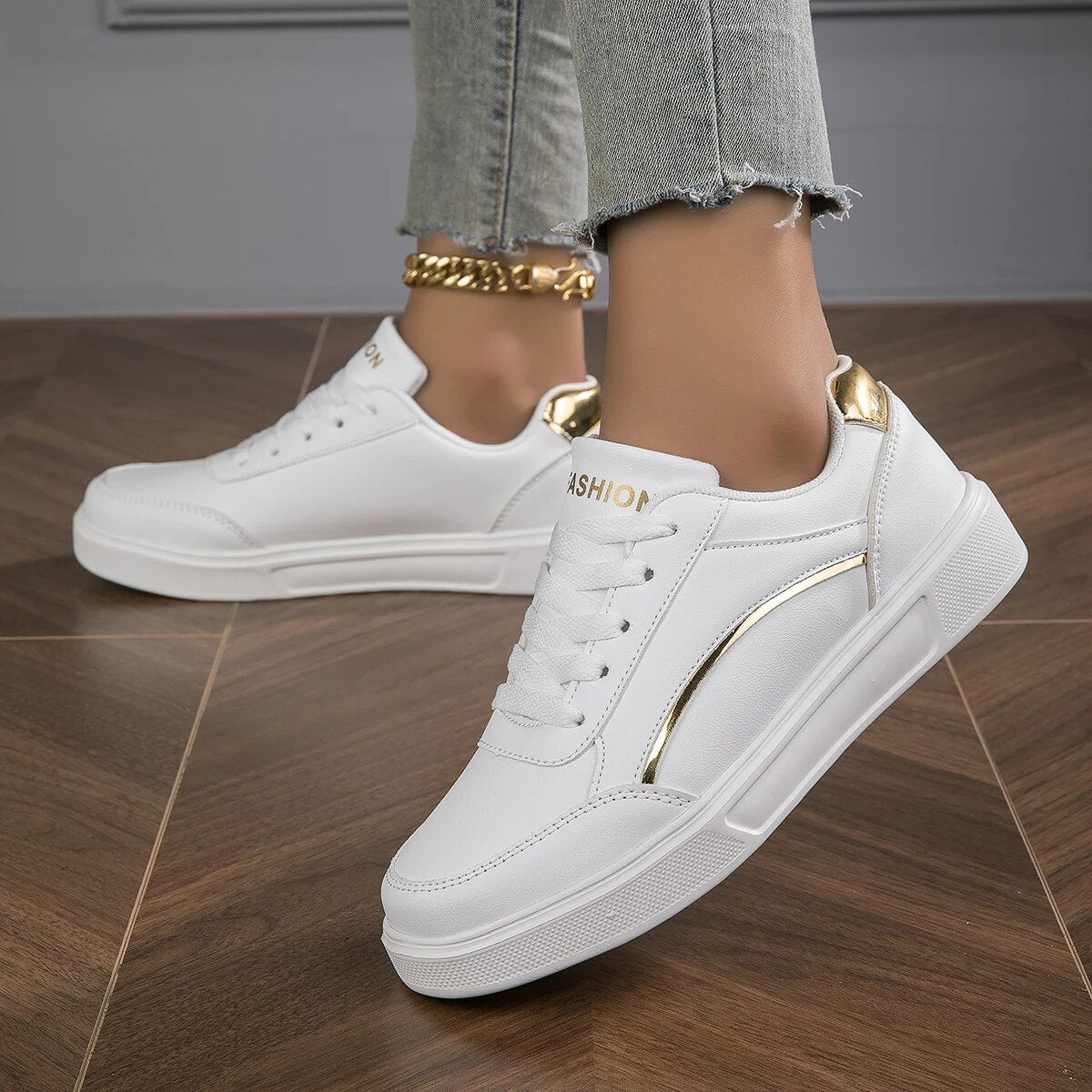 Chunky Platform Sneakers — Women's Casual Leather