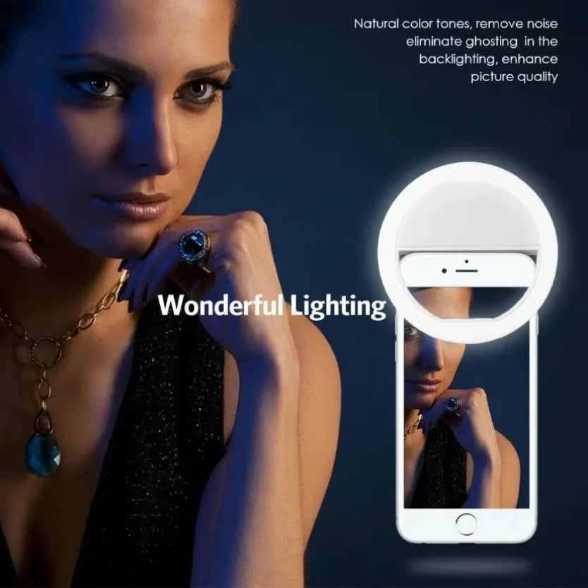 Phone Ring Light — Tripod, 3 Modes, Rechargeable