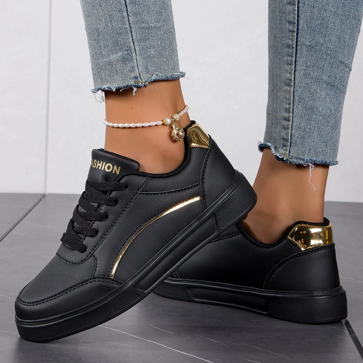 Chunky Platform Sneakers — Women's Casual Leather