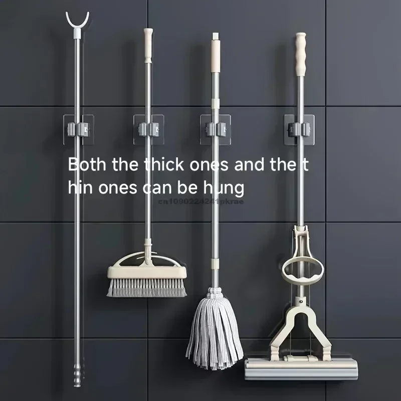 Wall-Mounted Mop & Broom Organizer — 5-Slot Storage Rac
