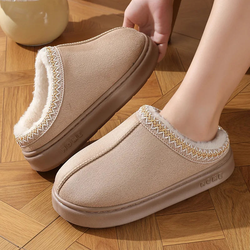 Fluffy Platform Slippers — Winter Plush, Women's